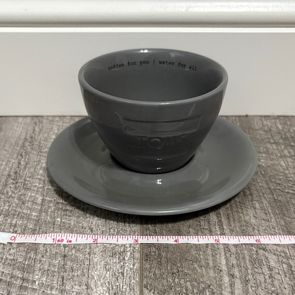 TOMS Charcoal Gray Ceramic Cappuccino Cup and Saucer - Picture 1 of 3